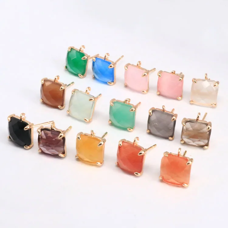 CZ7537 Faceted Square Cat's Eye Gemstone Earring Posts, Multicolor Shimmer With Gold Plated Trim, Elegant Earring Supply
CZ7537 Faceted Square Cat's Eye Gemstone Earring Posts, Multicolor Shimmer With Gold Plated Trim, Elegant Earring Supply