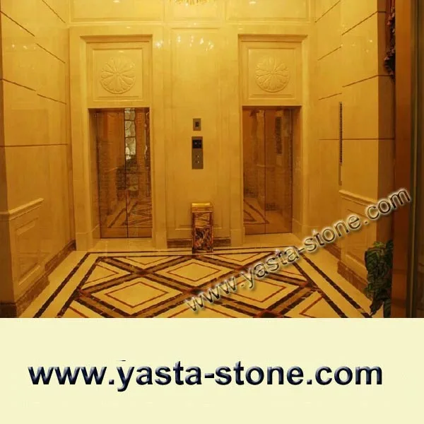 Elegant Hotel Elevator Honey Marble Flooring Designs