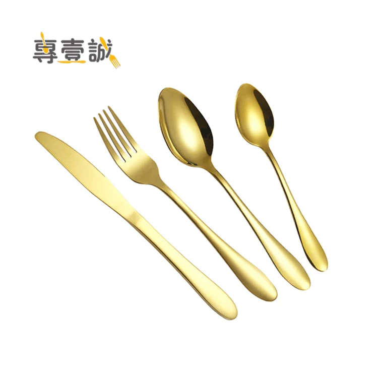 4pcs Wedding Stainless Steel flatware metal gold cutlery set