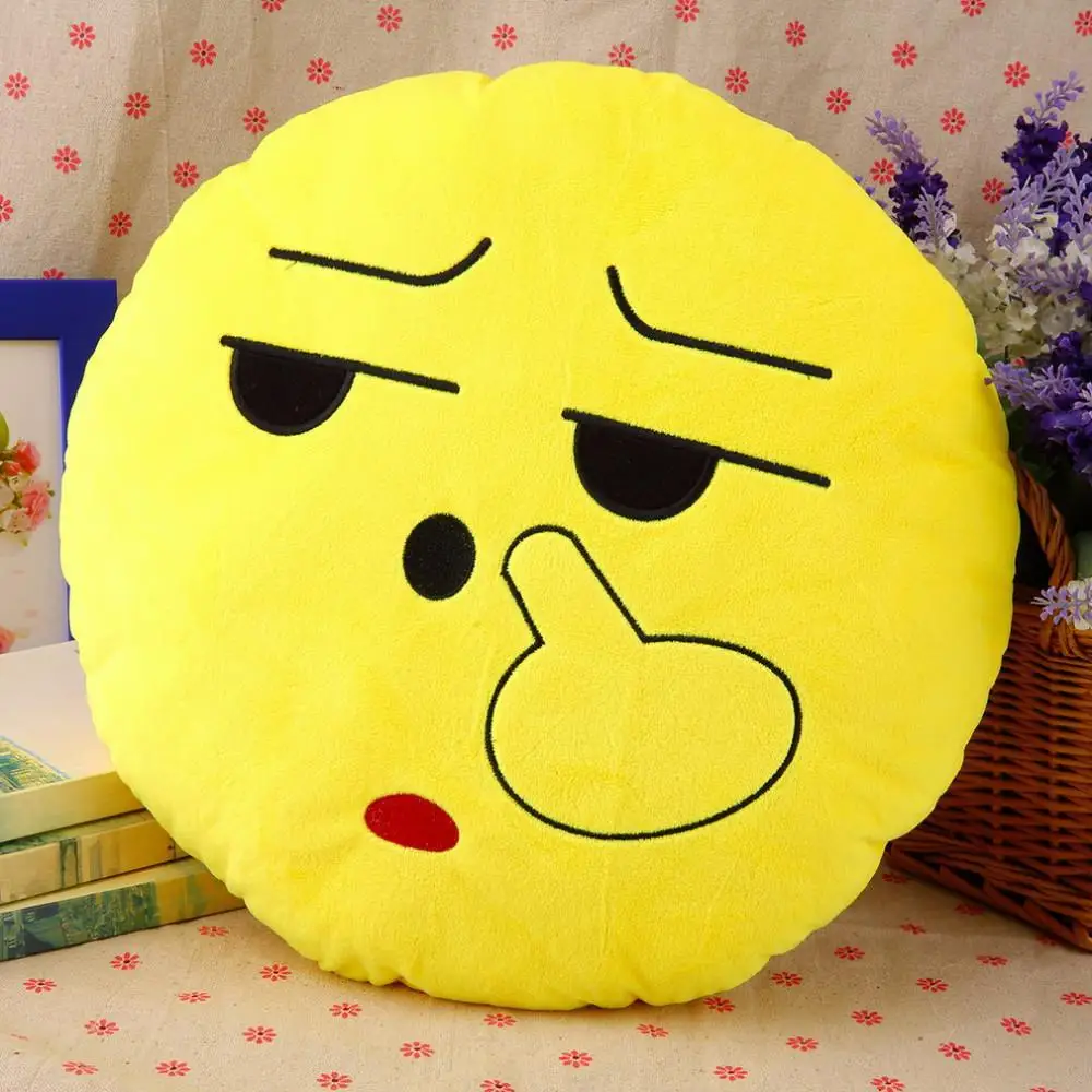 Soft Emoji Smiley Emoticon Yellow Round Cushion Pillow Stuffed Plush Toy Doll Christmas Present New