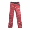 Hot Sell Fashion Men Distressed Jeans Pants Red Color Denim Trousers