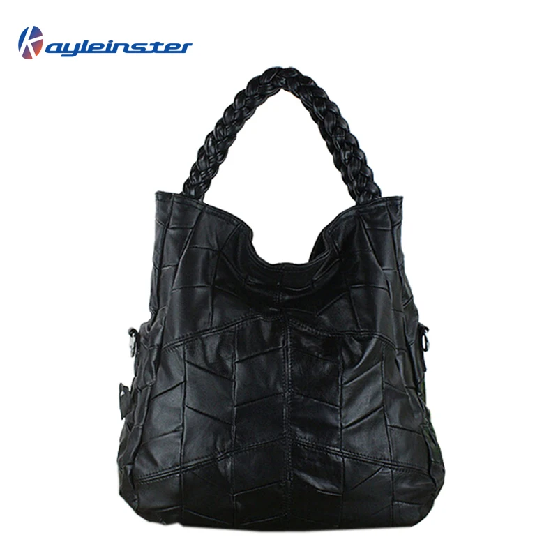New 2015 Fashion Genuine Leather Women Handbag Patchwork Sheepskin Women Shoulder Bag Famous Brand High Quality Women Bag Tote