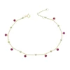 beaded chain red round charm drop charm statement cz station chain 925 sterling silver vermeil charm anklet