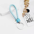 High quality make leather key chain braided rope keychains for girl