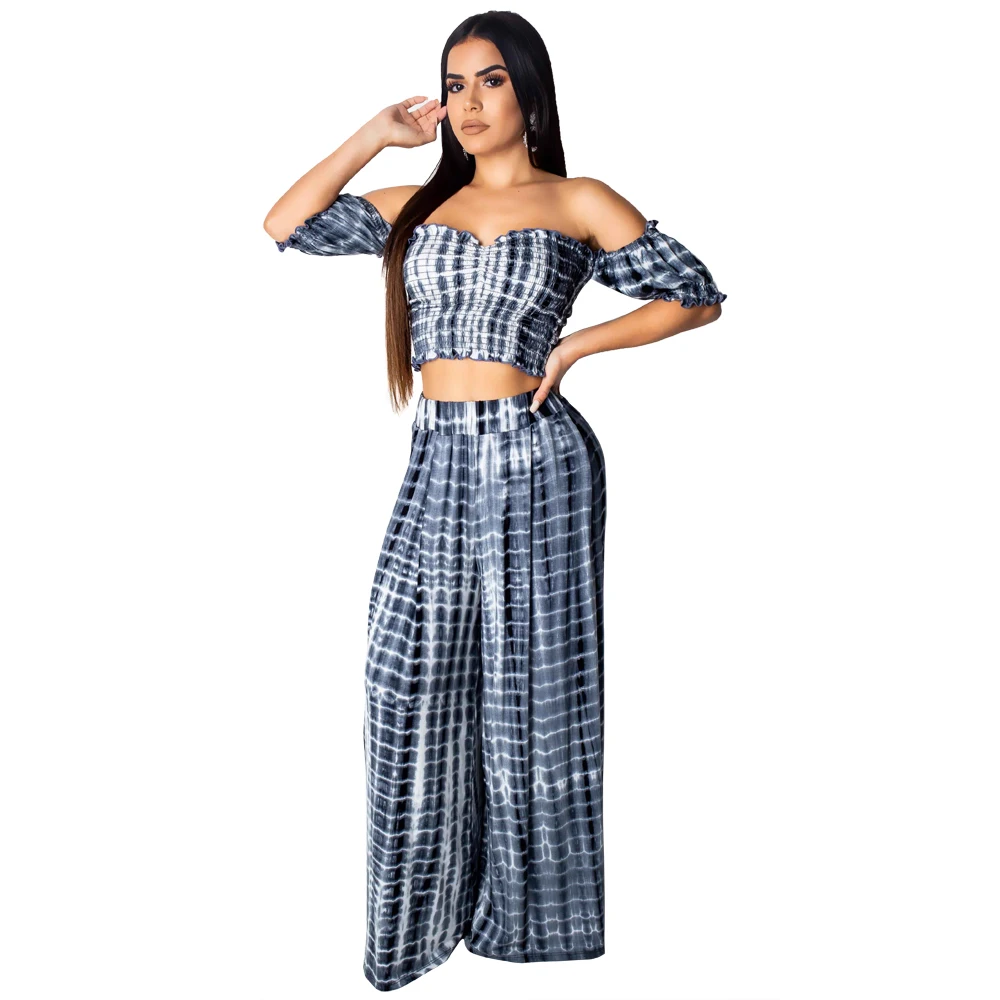 wholesale Gradient print off shoulder wrap chest sexy set two piece set women clothing with Wide Leg Pants
wholesale Gradient print off shoulder wrap chest sexy set two piece set women clothing with Wide Leg Pants