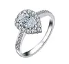 PLW0839R fancy Pear cut Moissanite stone Halo style latest gold finger ring designs for woman