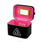 custom pattern printed professional custom portable travelling kit cosmetic bag vanity box with integrated mirror
