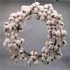 #60204 18" Farmhouse Faux Dried Cotton Boll Wreath Stems Garlands Picks