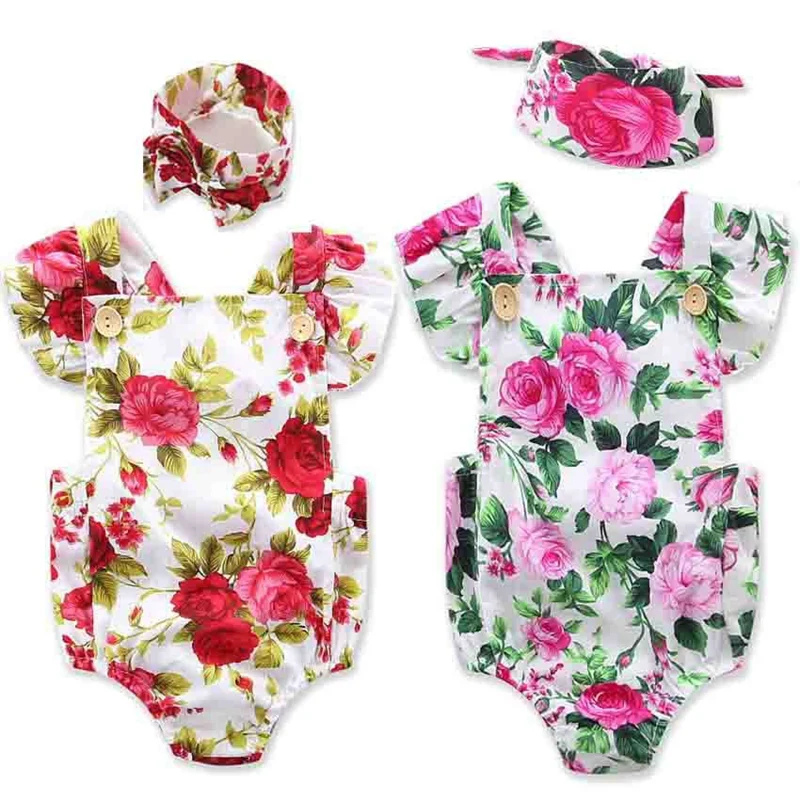 Baby Girl Romper headband Set Toddler flower print bodysuit Summer Clothes for 0-2T
Baby Girl Romper headband Set Toddler flower print bodysuit Summer Clothes for 0-2T
