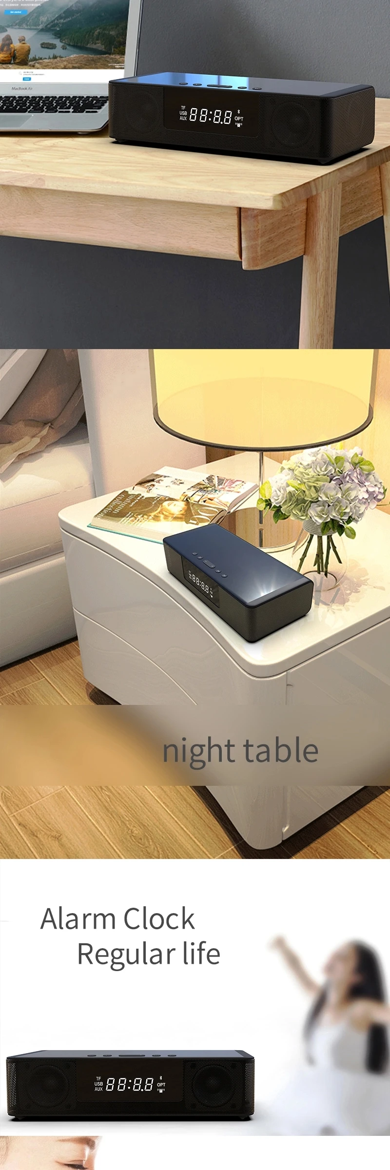 USB Port QI Wireless Charger Speakers Alarm FM Portable Trending Products Wireless Charging Speaker alarm blue tooth speaker - ANKUX.COM