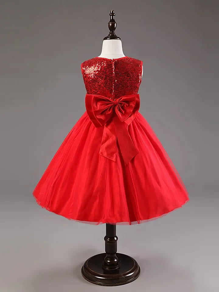 Little Baby Girls Dress Party Costume Bow Lace Sequins Flower Princess Tutu Dresses Children Clothes Kids Clothing