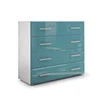 Carcass in White matt Front in Teal High Gloss Modern MDF Chest of Drawers Cabinet with 4 drawers