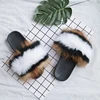 Soft Fluffy Fur Slide Slippers Hot Selling Women Red Fox Fur Slippers /Sandals