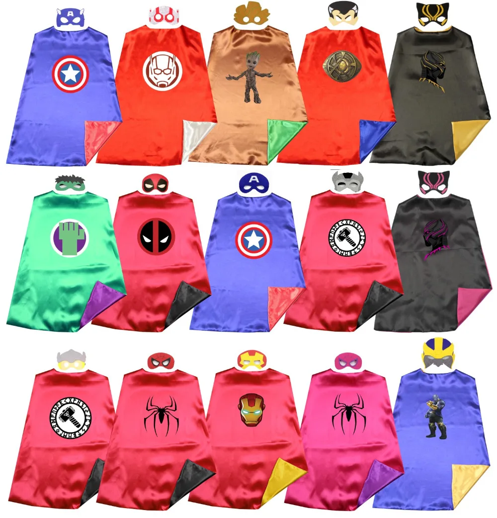 

Satin 2layer Super Rod Avengers Superhero Kids Cape+mask Halloween Costume Cosplay Favors Dress up Easy Costume, N/a