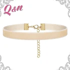 wholesales light pink charming simple design metal chain velvet choker