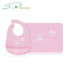 Custom Silicone BPA Free Kid Set Washable Heat Resistant Baby Food Table Confortable Baby Bibs And Meal Silicone Placemat