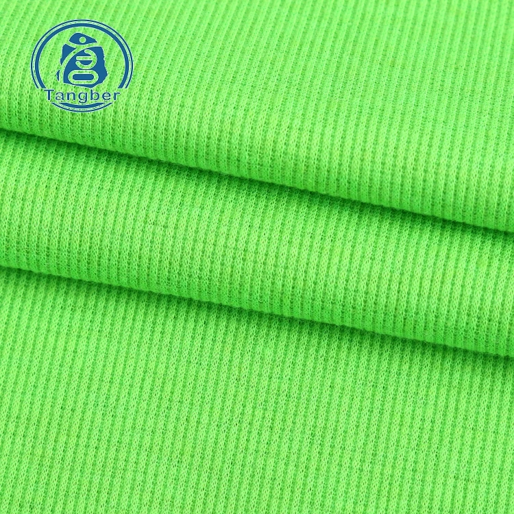 neckline cuff fabric weft ribbed polyester cotton fabric stretch 2x2 custom rib knit fabric for dress tops