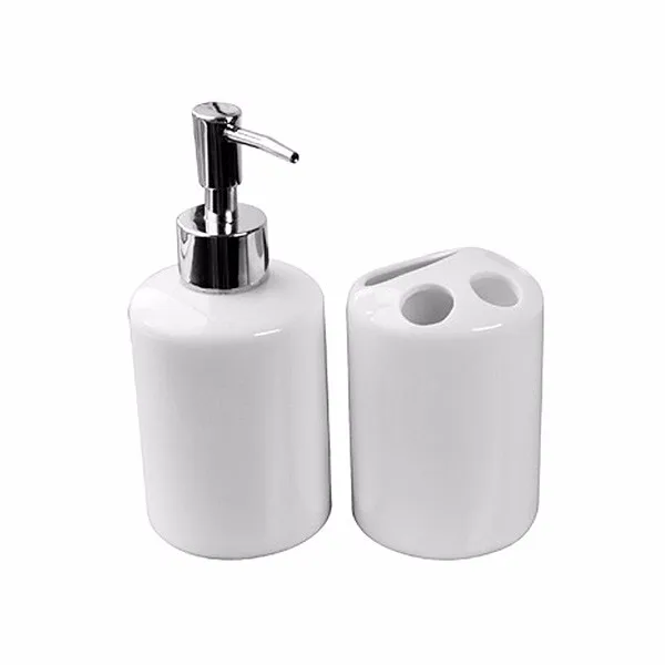 white sublimation custom ceramic toothbrush holders and bath set