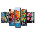 100% Hand Painted Colorful Oil Painting Beautiful City Landscape Wall Art Pictures For Living Room