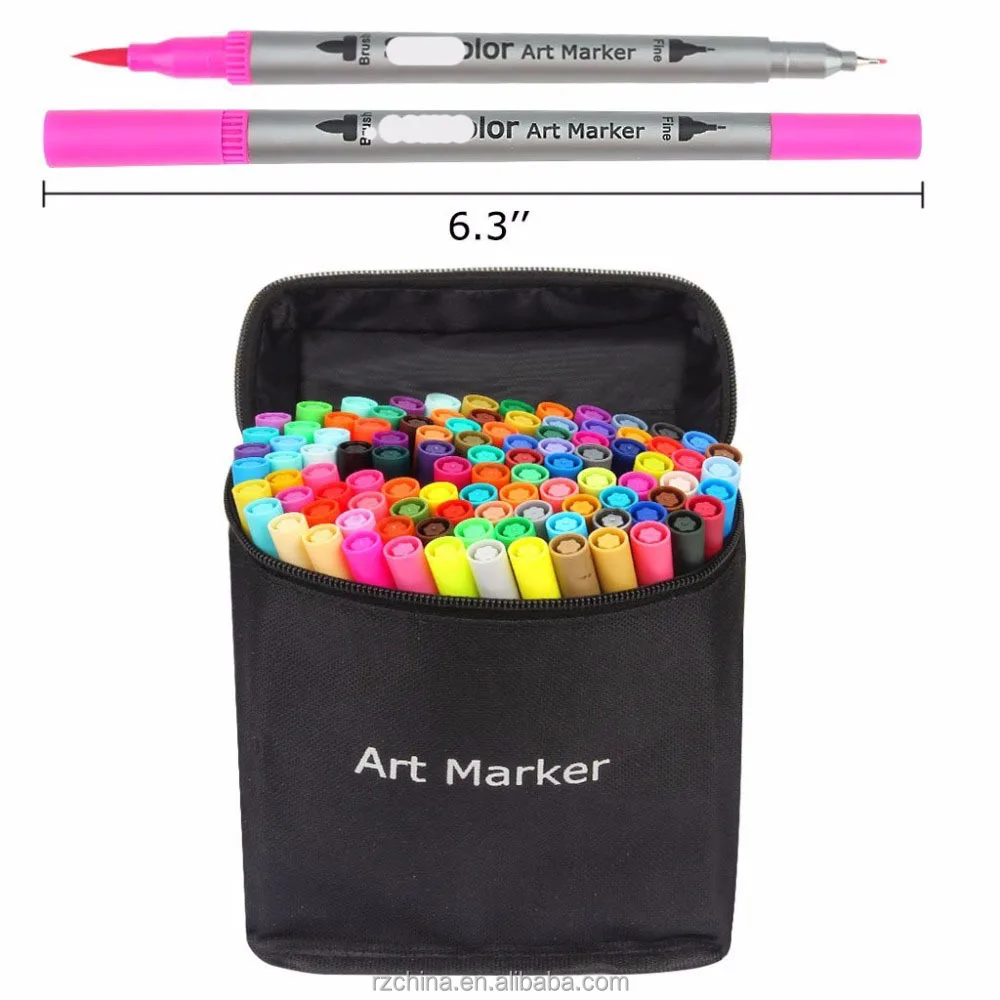 100 Colors Dual Brush Tip Art Pen Adults Kids Drawing Art Marker