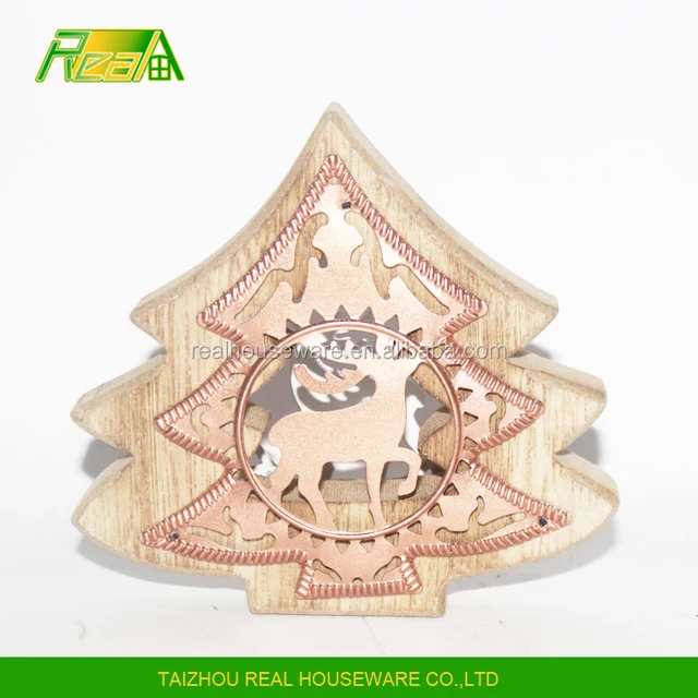 Rustic stained tree shape wood craft christmas decoration