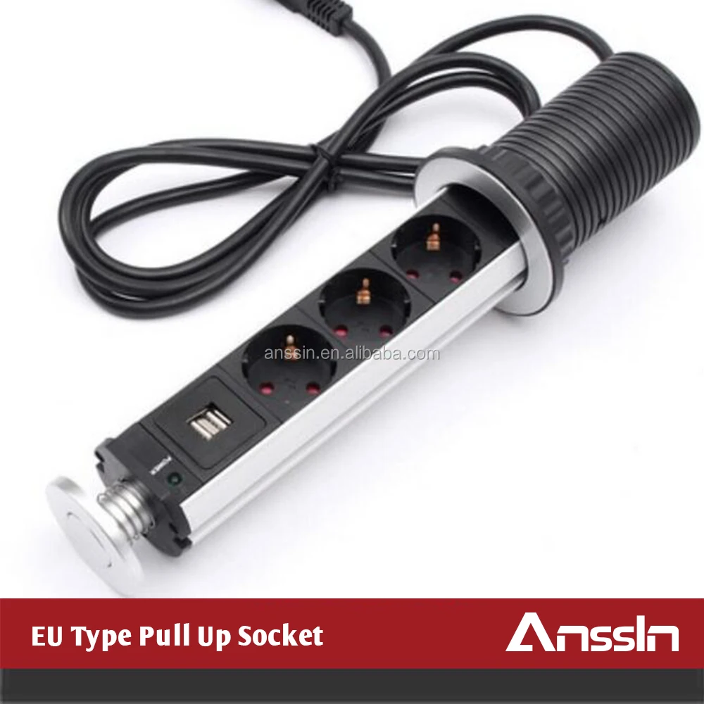 10A 13A 15A 16A UK/EU/US/AU Type Socket and 2x 2.1A USB Charger Pop Up Outlet