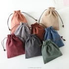 Colorful Cotton Linen Fabric Jewelry Pouch with Drawstring