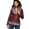 Best selling motorcycle faux leather jacket women with Faux Fur