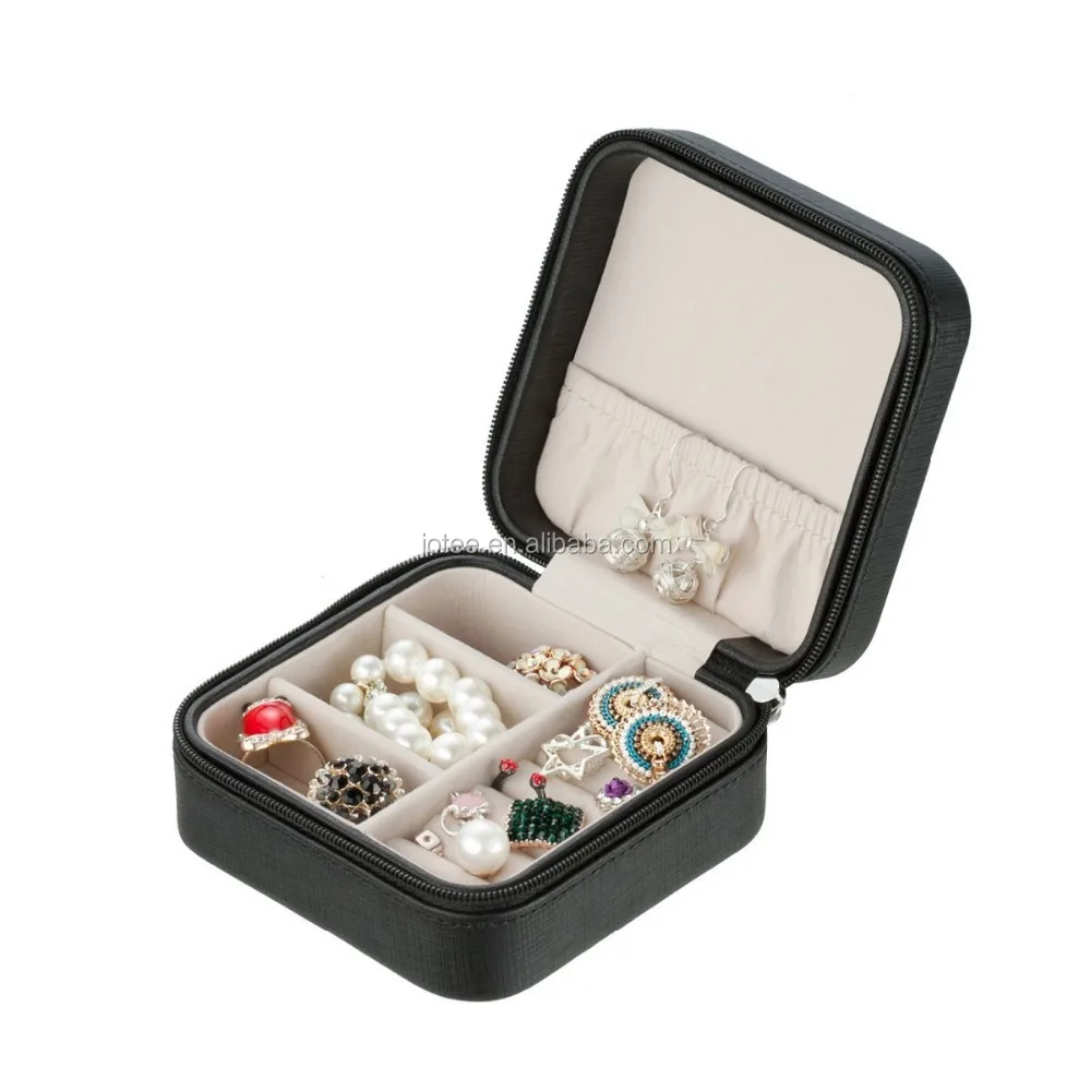faux leather travel jewelry box organizer display storage case