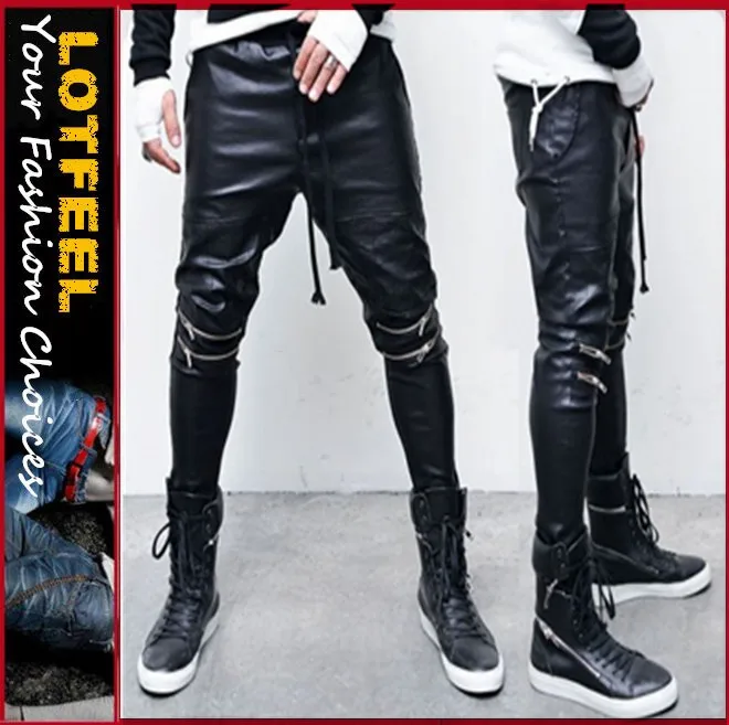 ジッパーフルレザーバイカーダブダブドロップスウェットパンツ( lotg187)-ジーンズ問屋・仕入れ・卸・卸売り