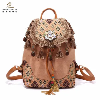 Bohemian Backpack Linen Bags Wholesale Vintage Style Women&#39;s Boho Ethnic Thailand Shoulder Bag ...
