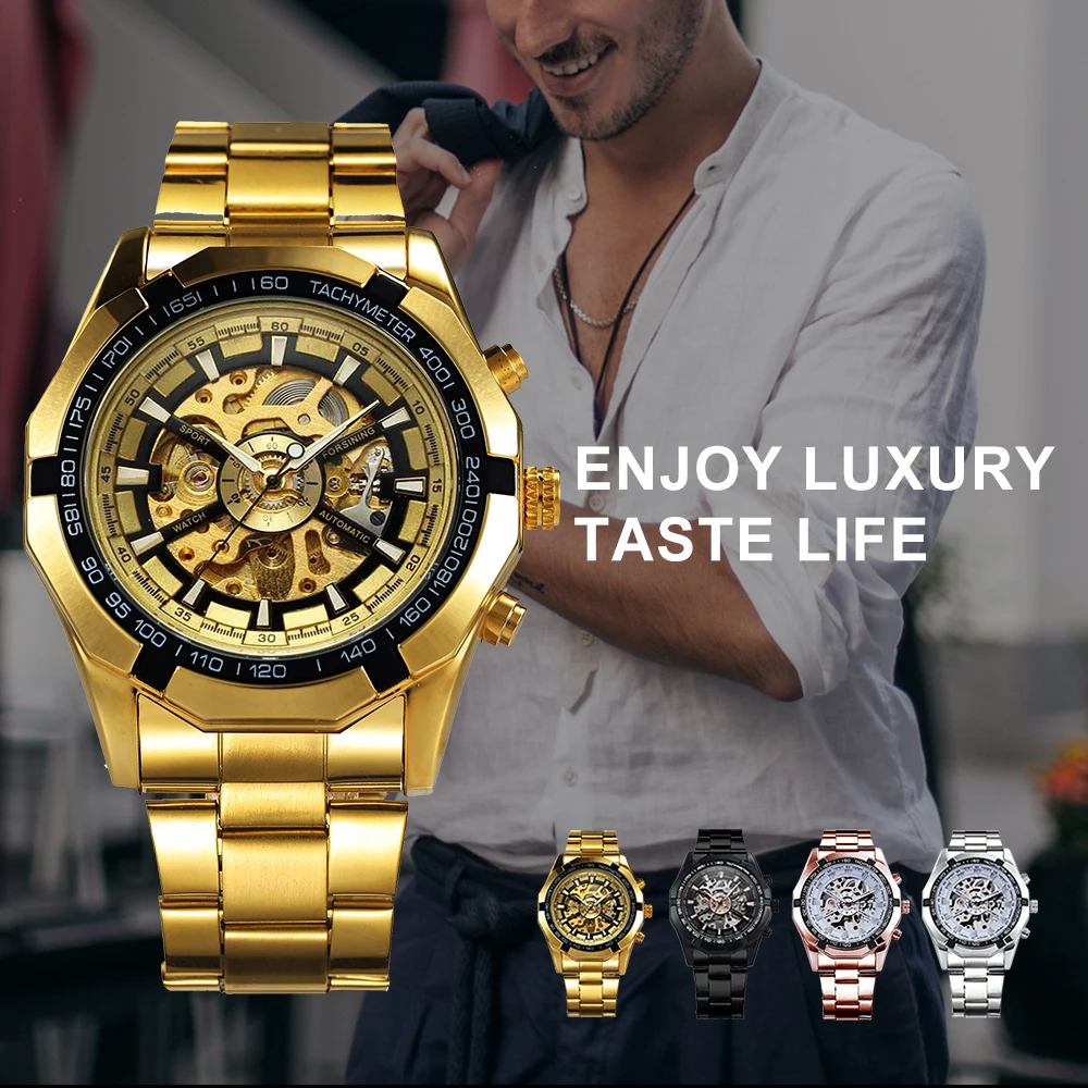 Winner Watch Men Skeleton Automatic Mechanical Watches Gold Skeleton Vintage Man wristwatch Mens Watch Top Brand Luxury
Winner Watch Men Skeleton Automatic Mechanical Watches Gold Skeleton Vintage Man wristwatch Mens Watch Top Brand Luxury