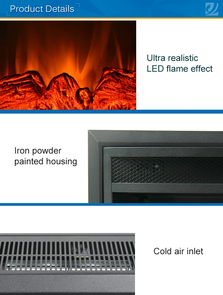 Professional design tempered glass good quality embedded electric fireplace