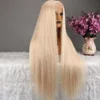 40 inch Human Hair Wig Blonde Lace Front Straight Wig