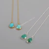 G1345 Teardrop Gold Plated Natural Turquoise Threader Earrings, Wholesale Earrings