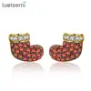 LUOTEEMI Christmas Gift Sock Stud Earrings AAA Cubic Zirconia Paved Cute Korean Girls Earring Jewelry Wholesale