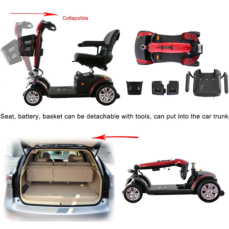 Drive Medical Scout Compact Transportable 4 Wheel Travel Power Mobility Scooter