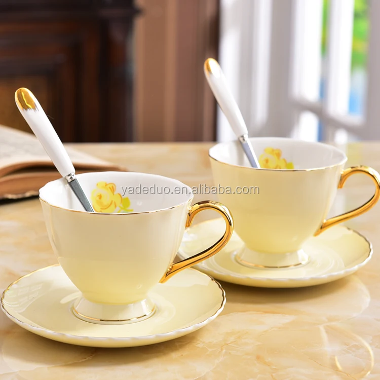 Nordic porcelain tea cup and saucer set elegant ceramic coffee cup with dish