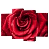 Canvas Prints 4 Piece Red Rose Wall Art Flower Paintings Close up of Red Rose Petals Pictures For Living Room Decor