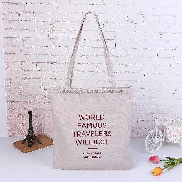yiwu letter printing handles tote canvas grocery bags outdoor
