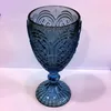 Vintage Navy Blue Colored Cut Wine Glass