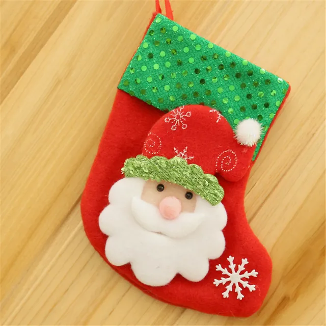 creative christmas snowman socks drawstring gift candy bags mini