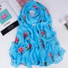 Custom Logo Flower Embroidered Luxury Scarves Ladies Shawl