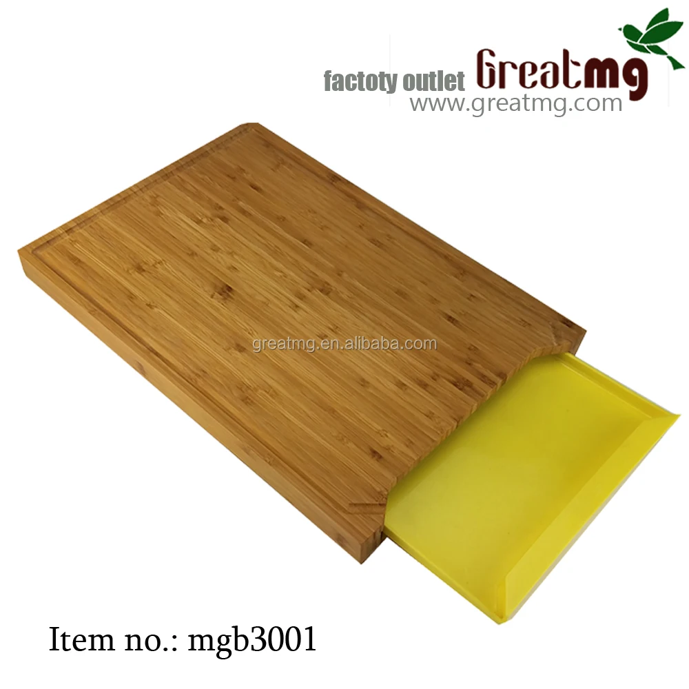 Factory Folding Bamboo Custom Print Cutting Board With A Plastic Drawer