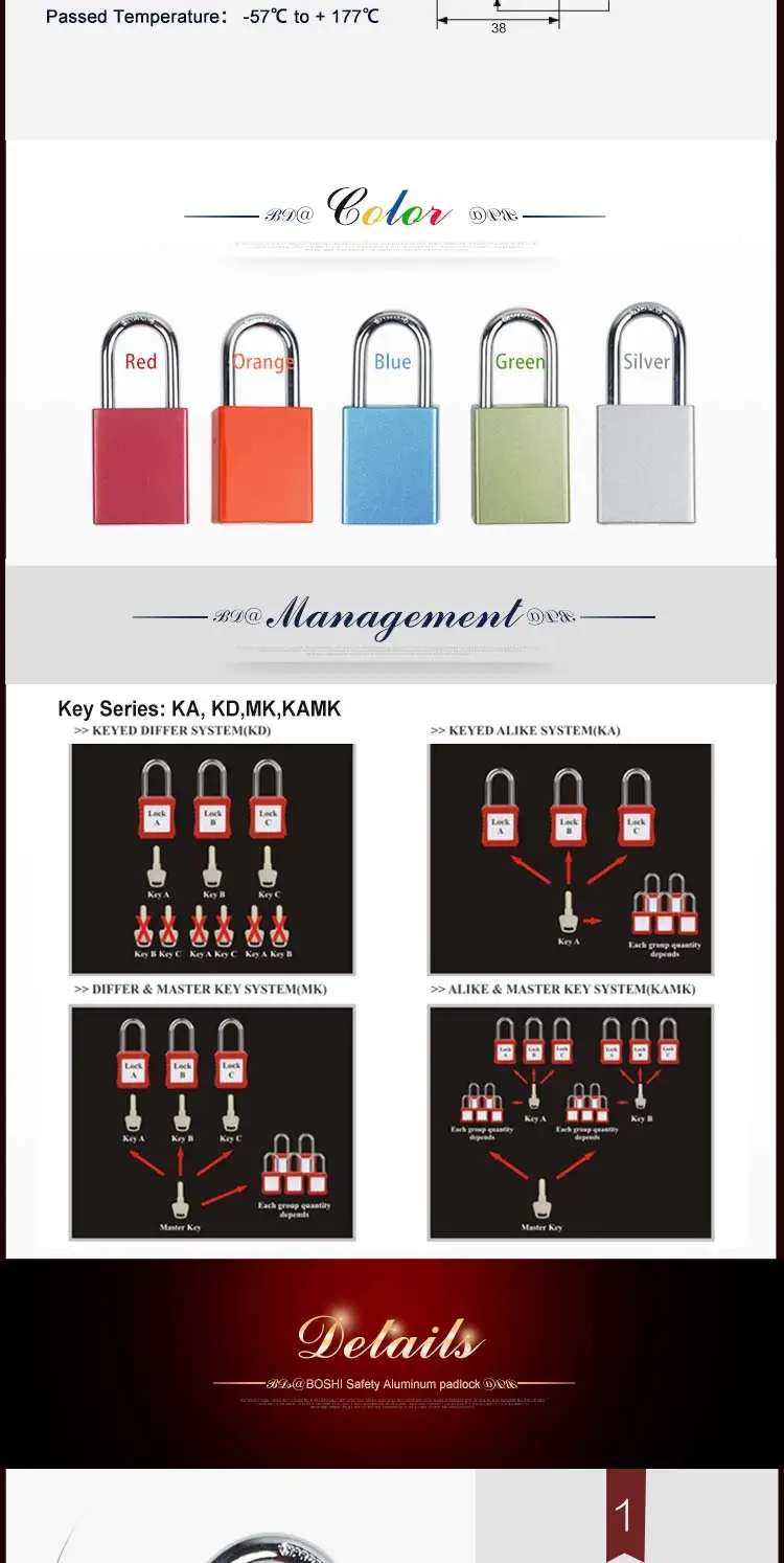 Auto-Popup Aluminum locks Colorful Padlock with Master Key