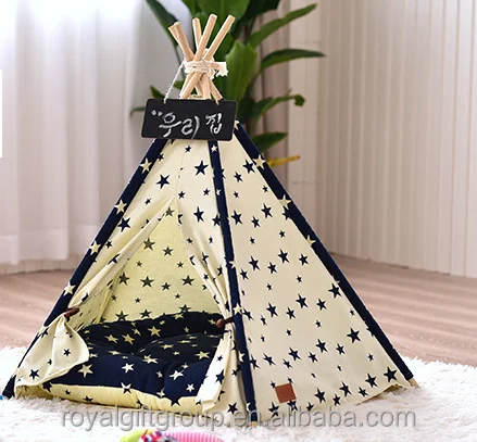 Canvas Teepee for Pets, with Window, Anti-Slip Floor, Washable