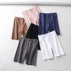 Fashion European style pure color plain slim women biker shorts