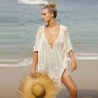 

Sexy Women Beachwear Lace Tassels Dress 2019 Summer Wholesale cover up Beach Dress for bikini Swimwear