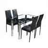 best price dining room furniture black simple glass dining table 6 chairs set factory sell directly