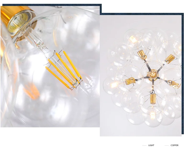 Professional Manufacturer Popular Luxury E27 Glass bubble Modern home pendant Chandeliers lighting
